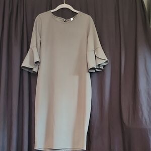 Blush Dark Green Mid Sleeve Dress with Ruffle Detail